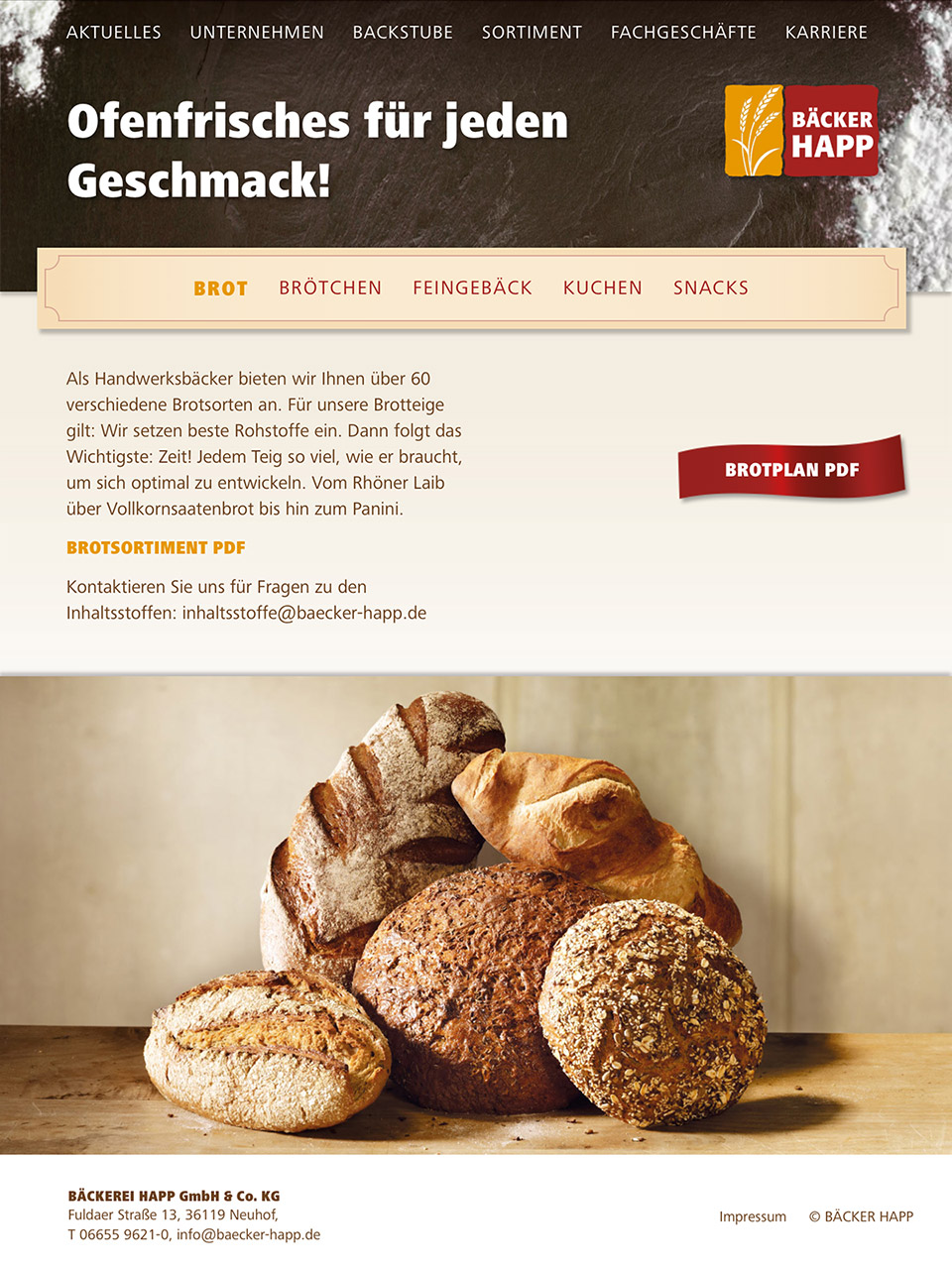 Bäcker Happ – Programmierung der Webseite