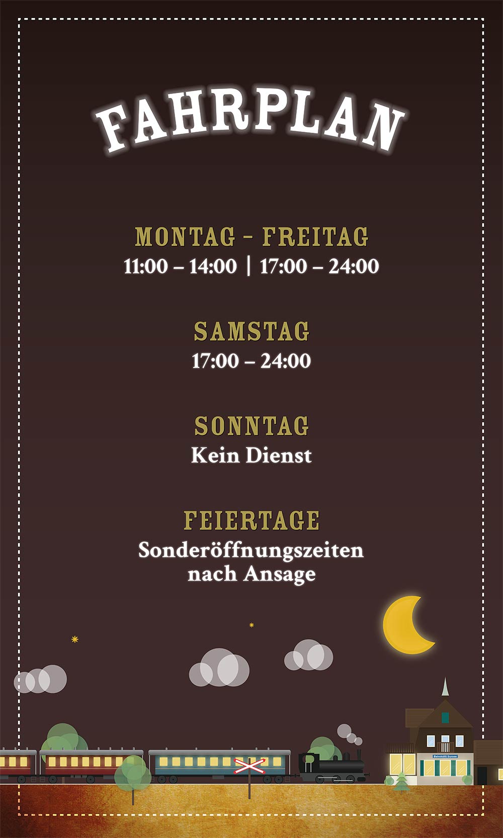 Plakat Öffnungszeiten Bahnhöfli Sursee